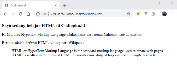 membuat format penulisan teks blockquote
