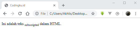 membuat format penulisan teks subscripted